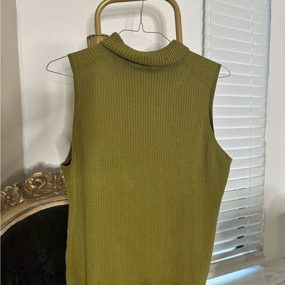 Chico's Moss Green Ribbed Tank Top